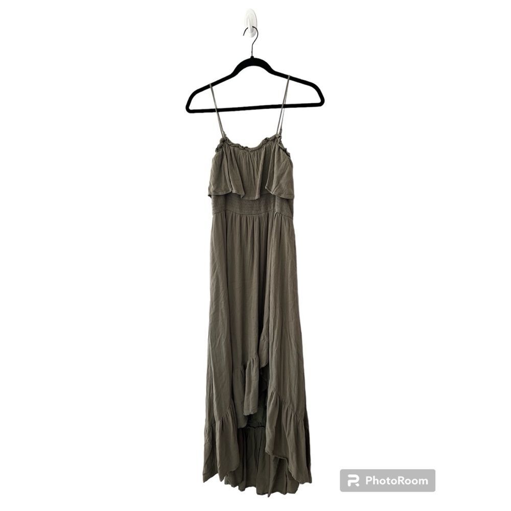 If By Sea Olive Green Maxi Dress Slit Sleeveless Size Large